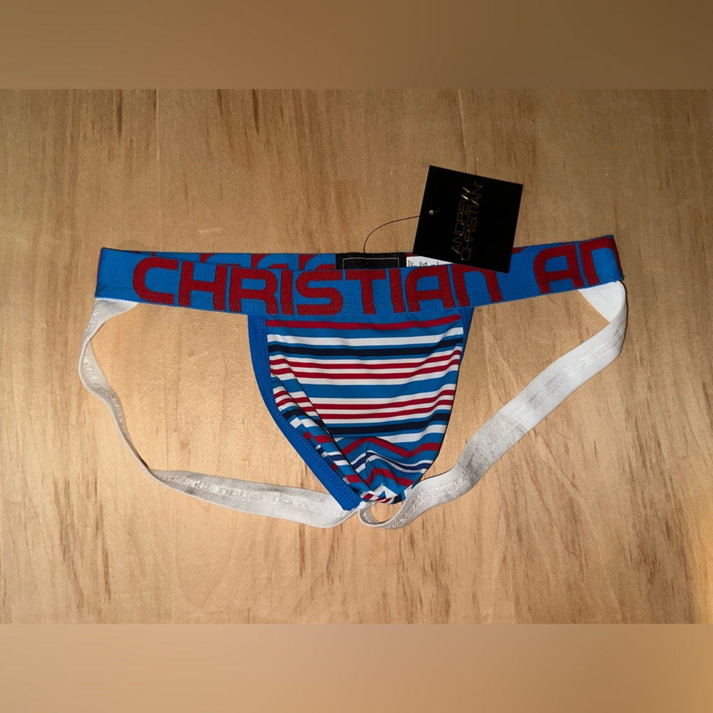 Andrew Christian Blue and Red Striped Jockstrap